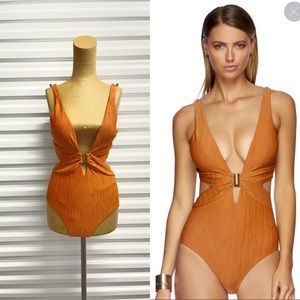 #Cybermondaysale JETS by Jessika Allen ORANGE RADIANCE PLUNGE ONE PIECE SWIMSUIT